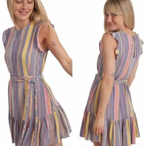 Marine Layer Women's Laney Stripe Flutter Sleeve Mini Dress Multi Medium
